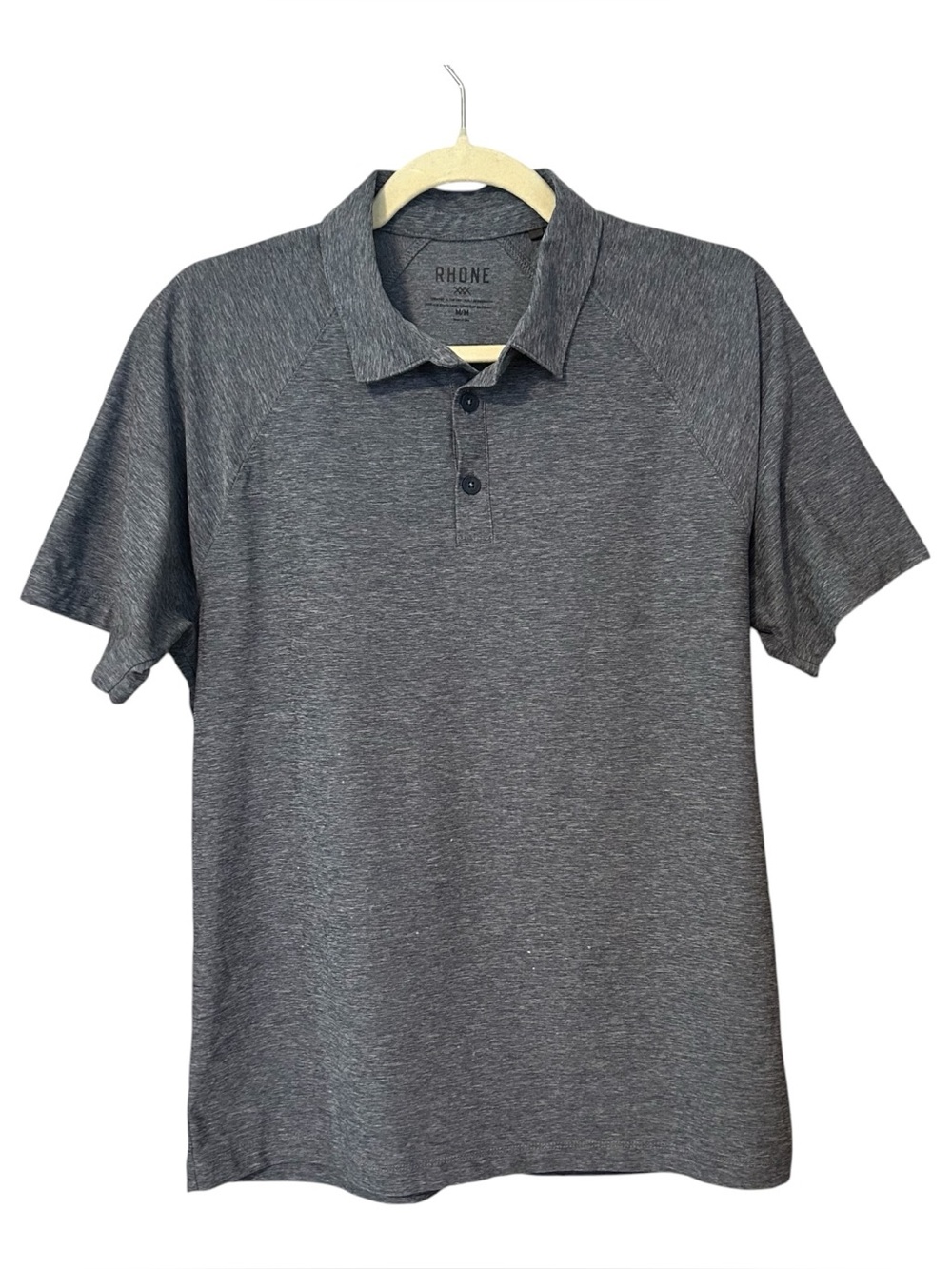 RHONE Men's Charcoal Heather Performance Polo Size M